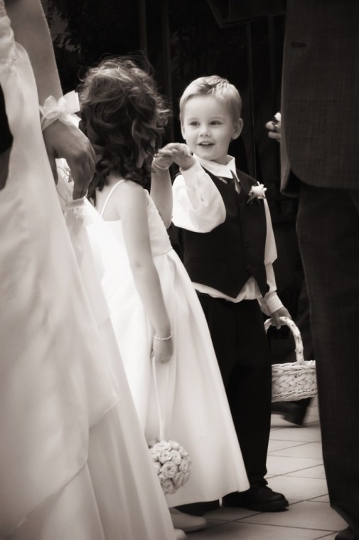 Wedding, flower girl, Page boy, black and white photography